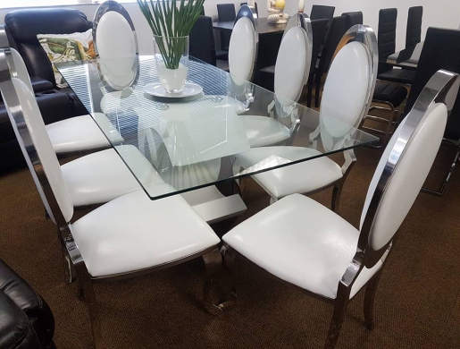 8 Seater Dining Set With Glass Table, Round Glass Dining Table 8 Seater