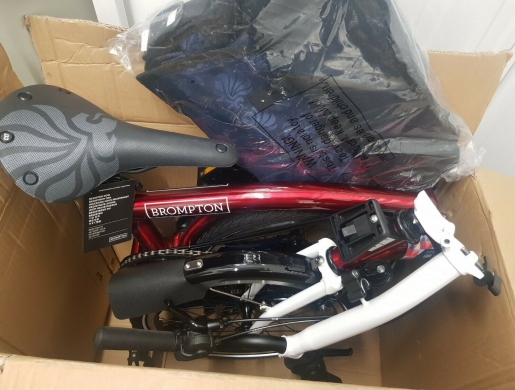 Brompton M6L Red Lacquer/Gloss White and Blue 2021 Model, Dar es Salaam - Tanzania